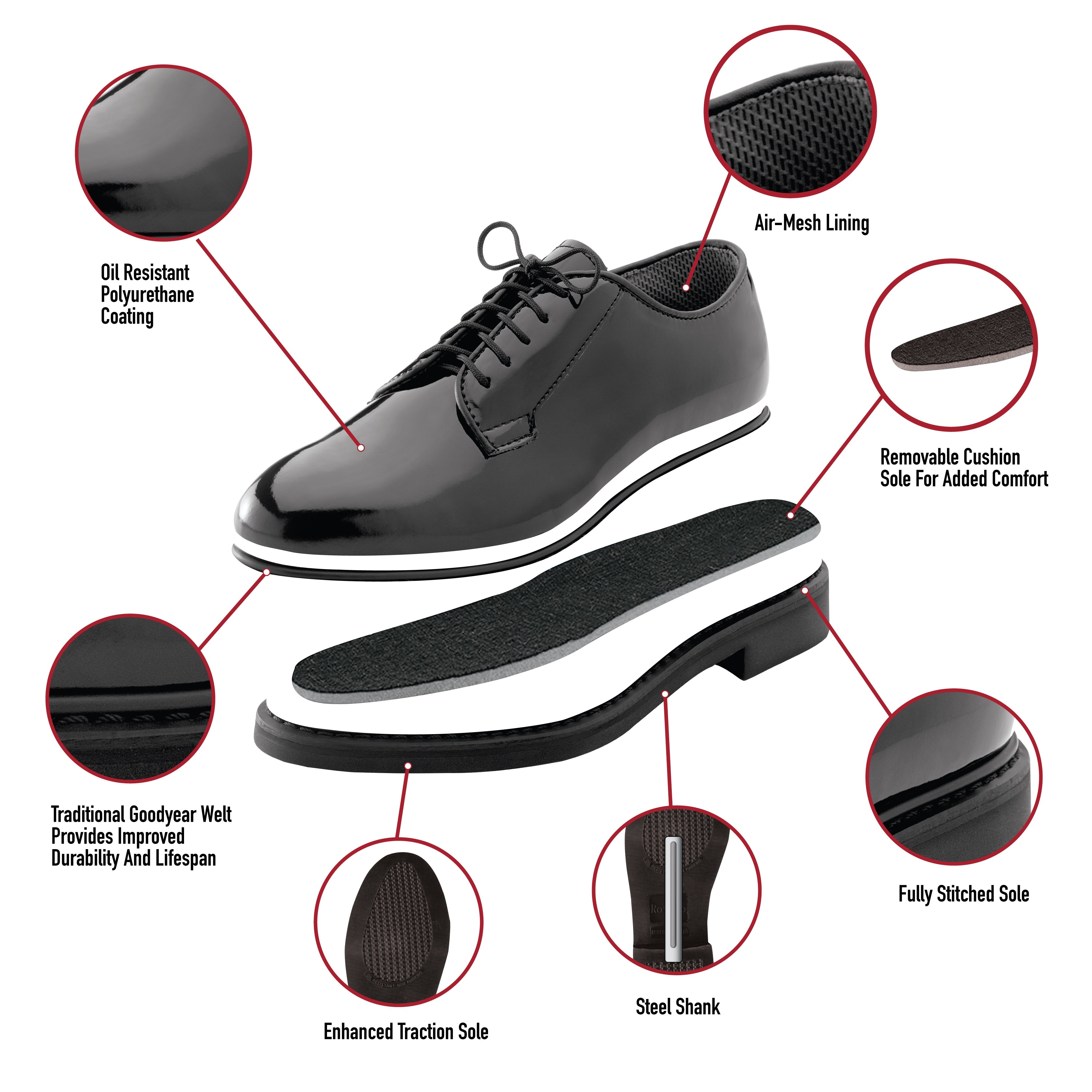 Uniform Hi-Gloss Oxford Dress Shoes