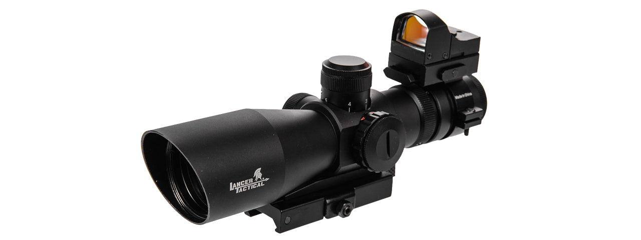 3-9x42mm Red & Green Illuminated Rifle Scope w. Backup Red Dot Sight (RGLRS)