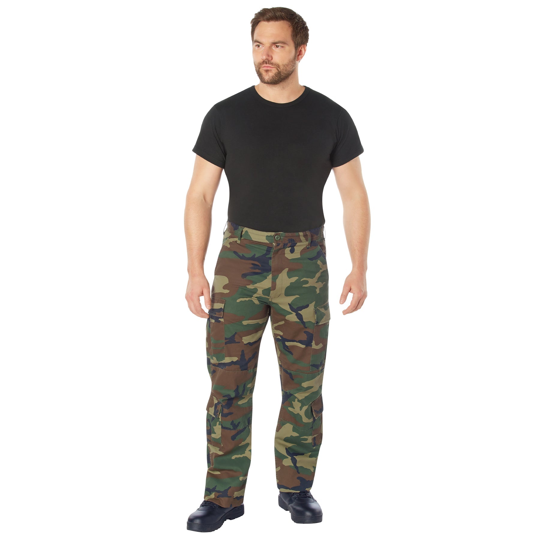 [Vintage Paratrooper] Camo Cargo Fatigue BDU Pants Woodland Camo