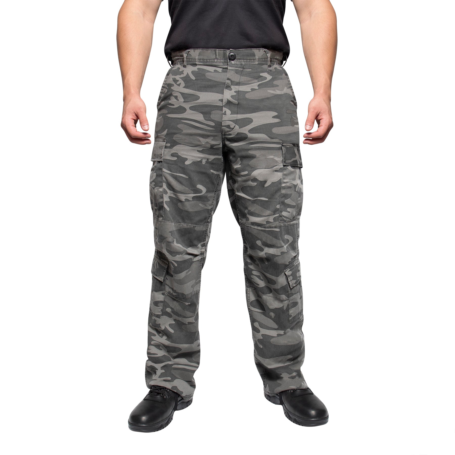 [Vintage Paratrooper] Camo Cargo Fatigue BDU Pants Black Camo