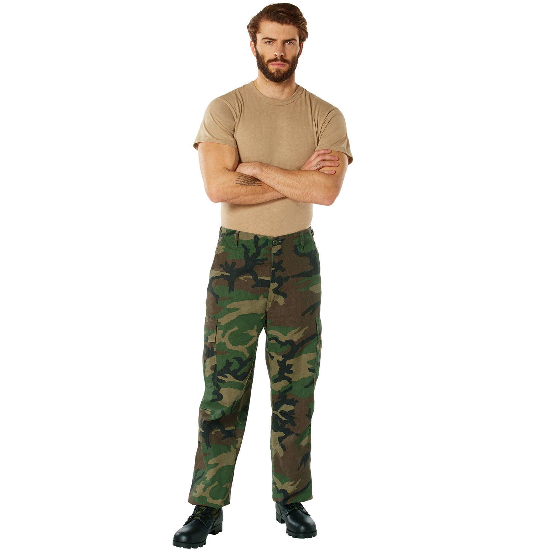 Vintage Vietnam Era] Camo Cargo Fatigue BDU Pants | Woodland Camo
