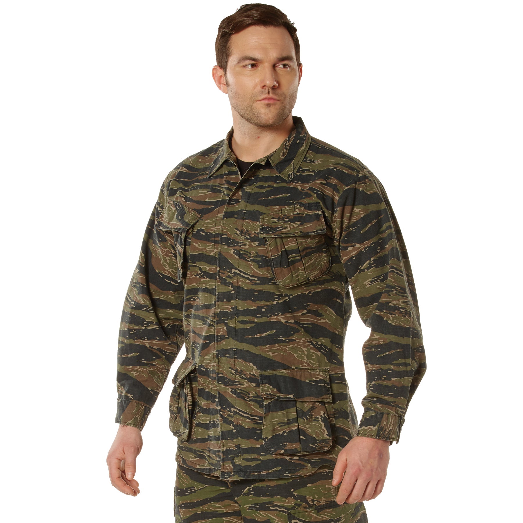[Vintage Vietnam Era] Camo Rip-Stop Fatigue BDU Shirts Tiger Stripe Camo