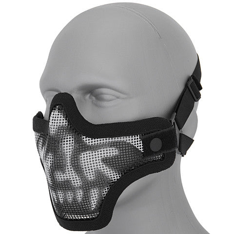 Black Skull Half Face Mesh Mask (MESHMASKH) - Totowa Airsoft