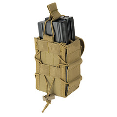  Double Bungee Quick Draw MOLLE Pouch Tan (M4DMP) / Airsoft Rifle Magazine Pouch - Totowa Airsoft