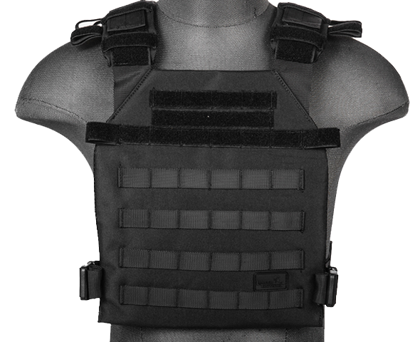  Black Lightweight Plate Carrier Vest (LWPC) / Tactical Vest - Totowa Airsoft