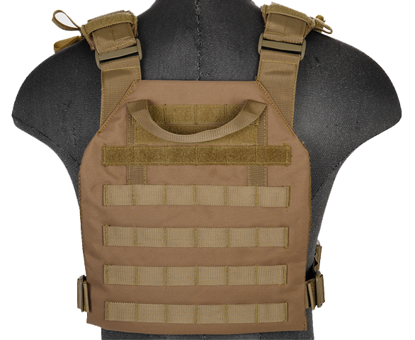  Khaki Lightweight Plate Carrier Vest (LWPC) / Tactical Vest - Totowa Airsoft