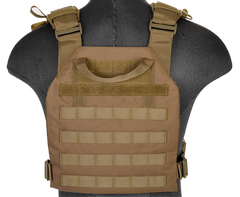  Khaki Lightweight Plate Carrier Vest (LWPC) / Tactical Vest - Totowa Airsoft