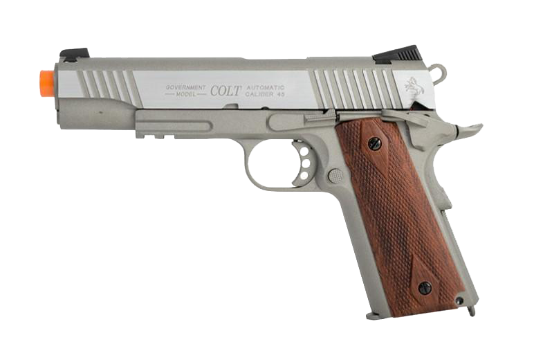 COLT GOVERNMENT STAINLESS MOD エアソフトガン Colt 1911 Rail Government Pistol by KWC (ASPC151) – Totowa Airsoft